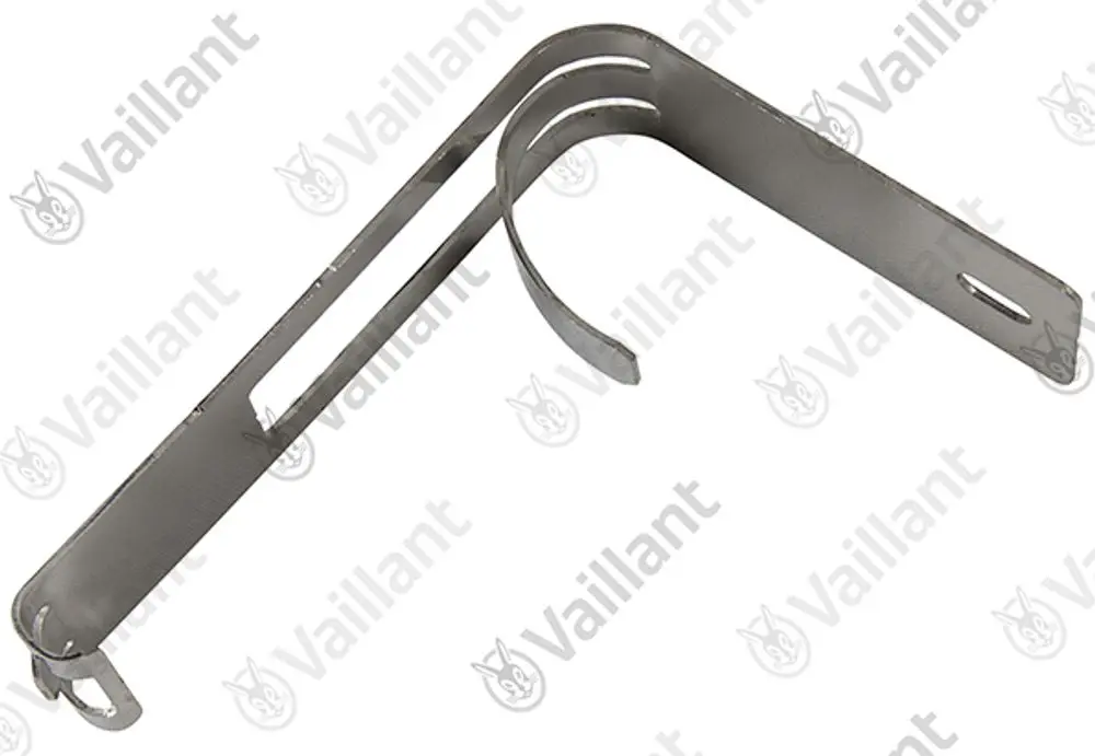 Vaillant Metallklammer mit gebogener Form, zum Halten oder Befestigen von Komponenten in einem Schaltkasten, geeignet für verschiedene Modelle.